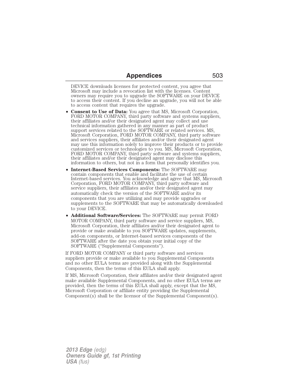 Appendices 503 | FORD 2013 Edge v.1 User Manual | Page 503 / 526