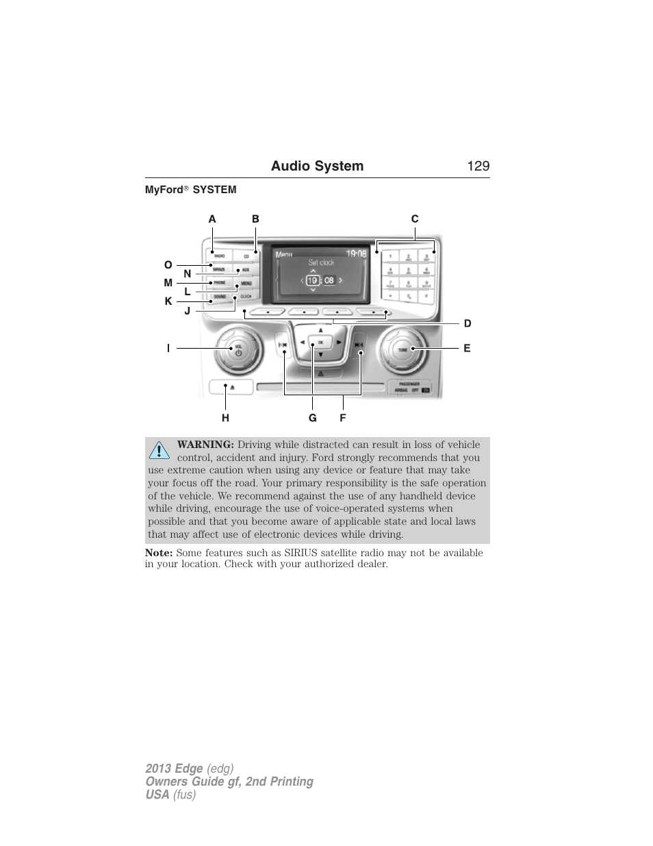 Myford? system, Myford™ system | FORD 2013 Edge v.2 User Manual | Page 129 / 513