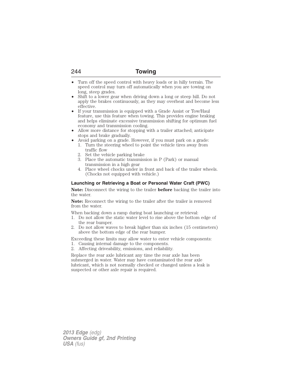 244 towing | FORD 2013 Edge v.2 User Manual | Page 244 / 513