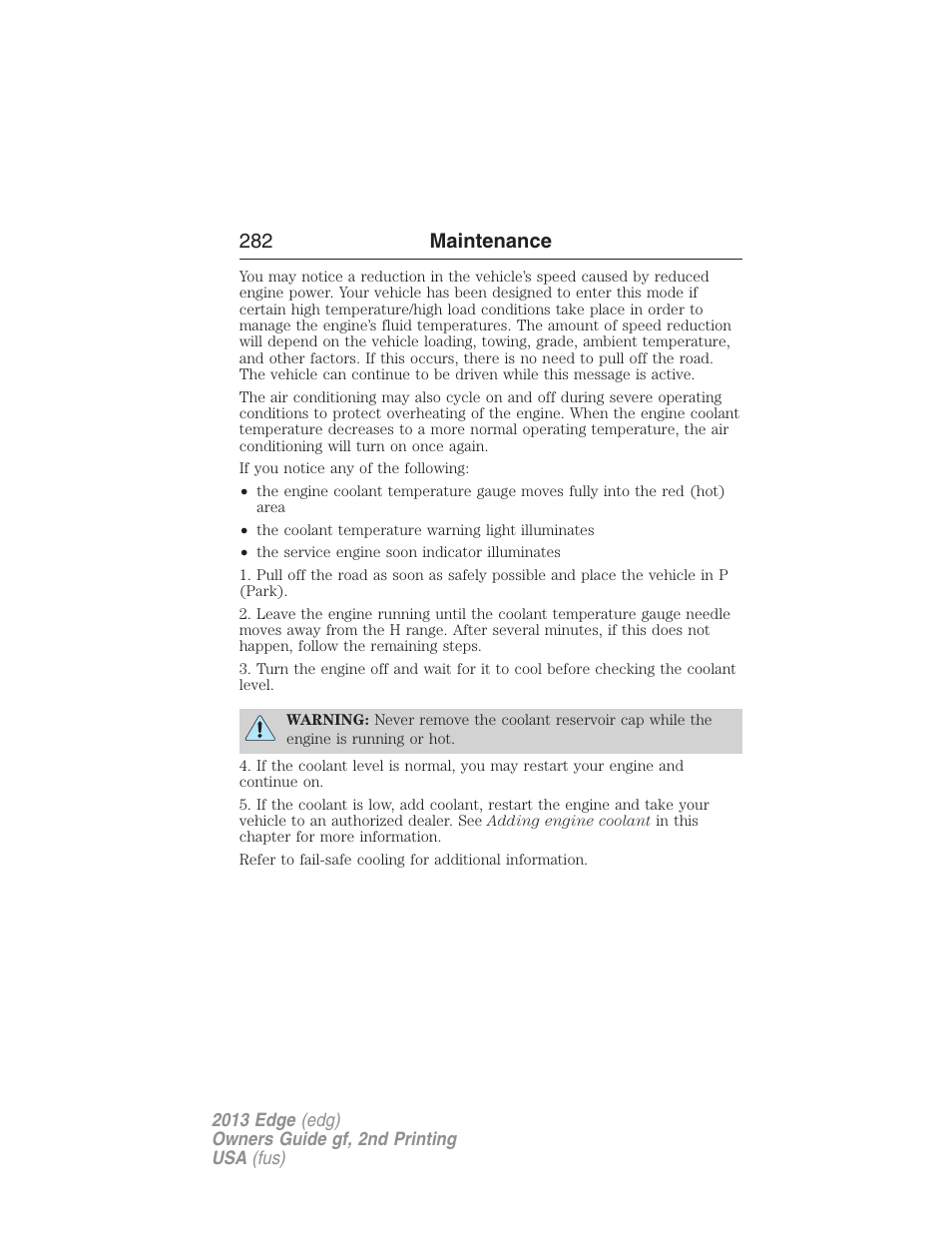 282 maintenance | FORD 2013 Edge v.2 User Manual | Page 282 / 513