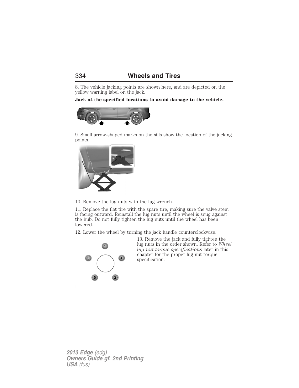 334 wheels and tires | FORD 2013 Edge v.2 User Manual | Page 334 / 513