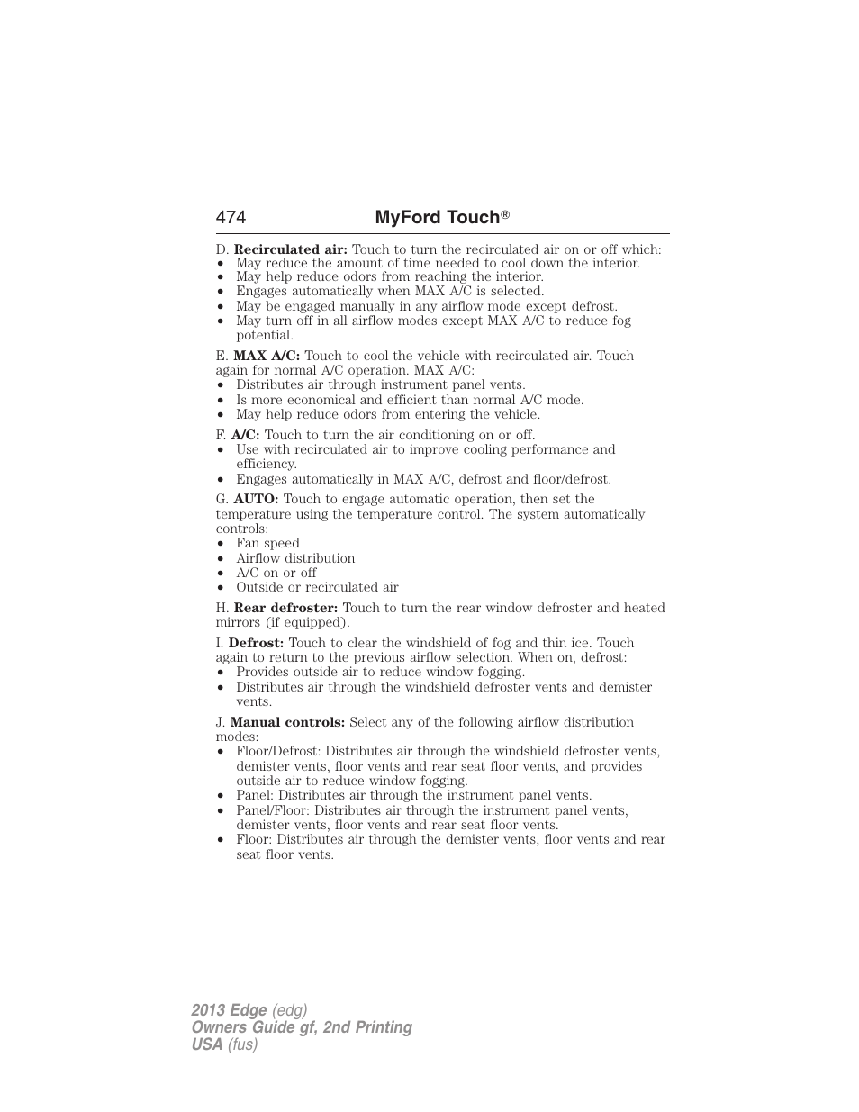 474 myford touch | FORD 2013 Edge v.2 User Manual | Page 474 / 513