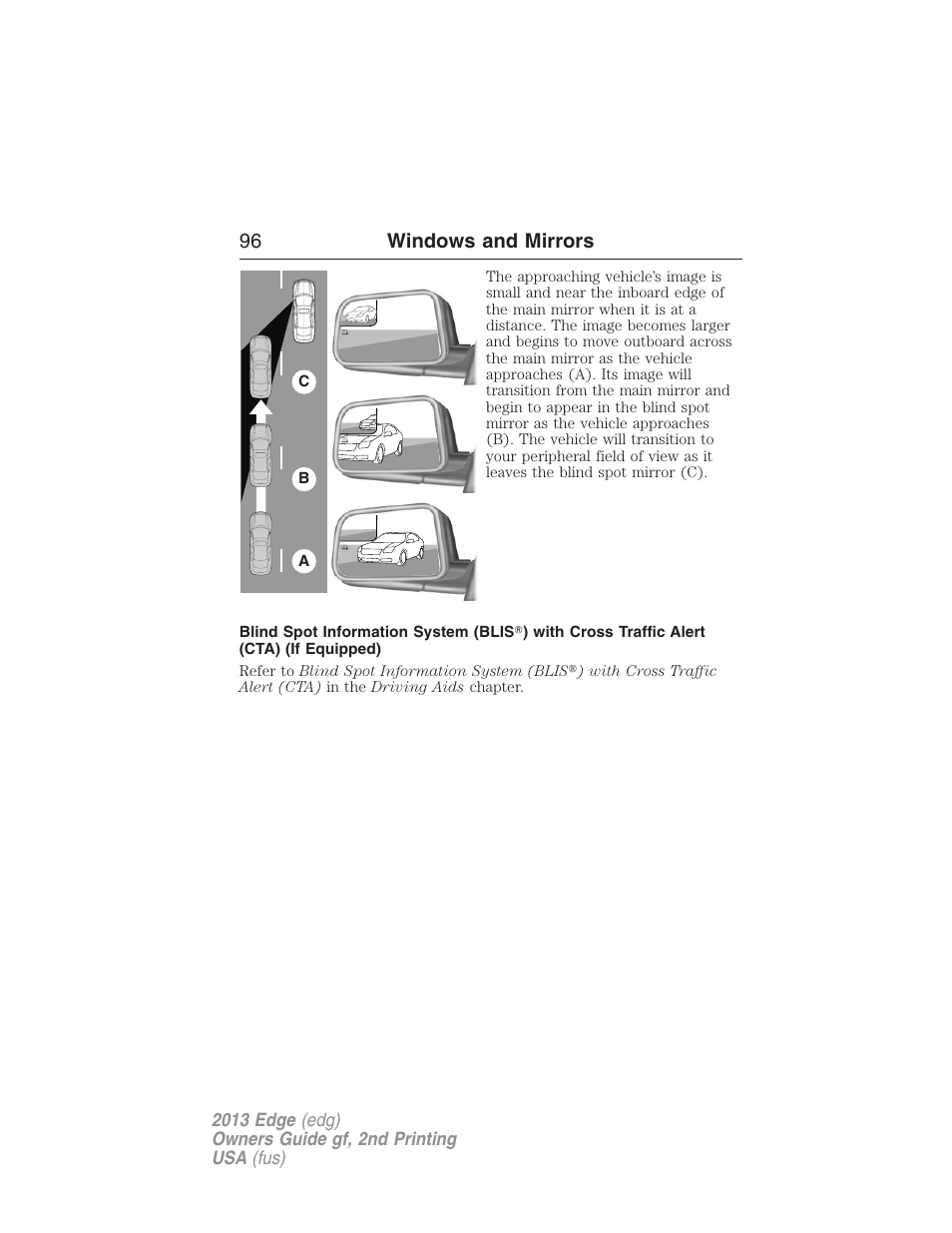 96 windows and mirrors | FORD 2013 Edge v.2 User Manual | Page 96 / 513