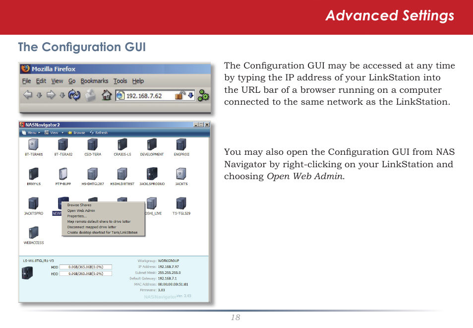 Advanced settings | Buffalo Technology LS-WSGL User Manual | Page 18 / 70