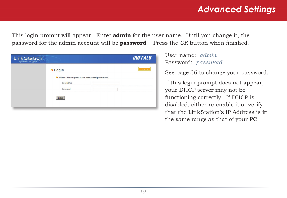 Advanced settings | Buffalo Technology LS-WSGL User Manual | Page 19 / 70