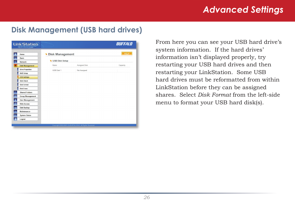 Advanced settings | Buffalo Technology LS-WSGL User Manual | Page 26 / 70
