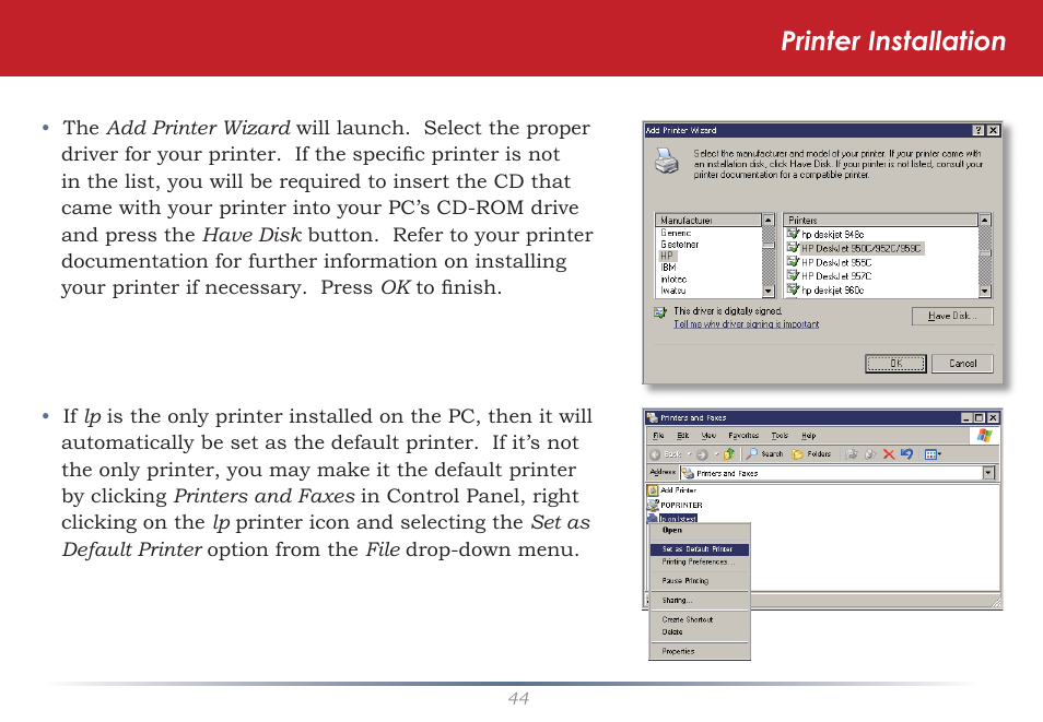 Printer installation | Buffalo Technology LS-WSGL User Manual | Page 44 / 70
