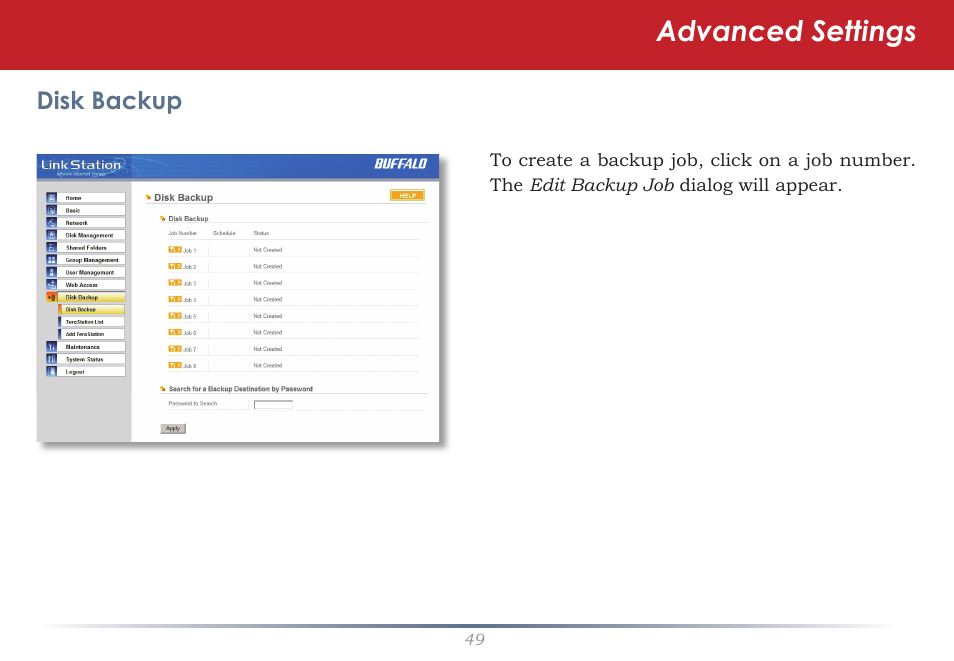 Advanced settings | Buffalo Technology LS-WSGL User Manual | Page 49 / 70