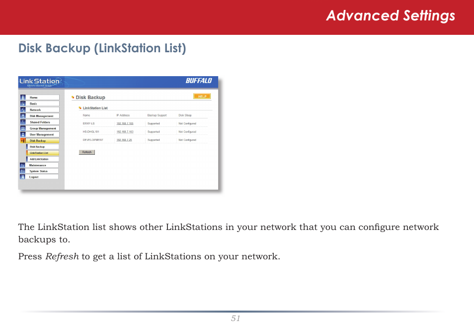 Advanced settings | Buffalo Technology LS-WSGL User Manual | Page 51 / 70