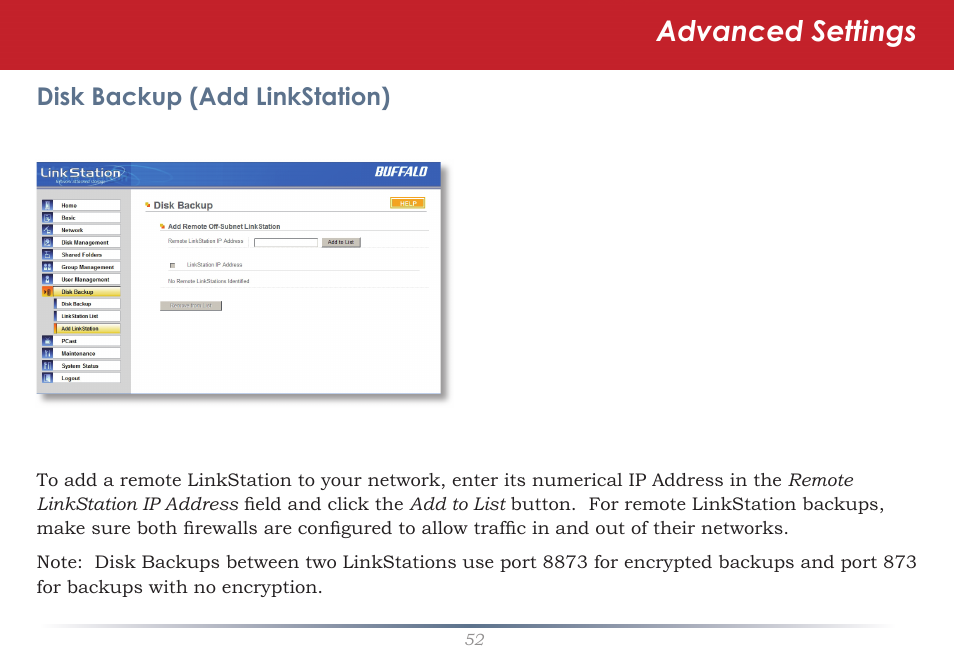 Advanced settings | Buffalo Technology LS-WSGL User Manual | Page 52 / 70