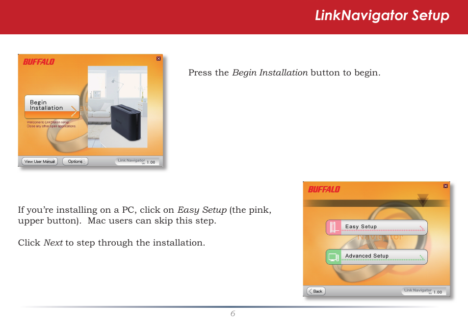 Linknavigator setup | Buffalo Technology LS-WSGL User Manual | Page 6 / 70
