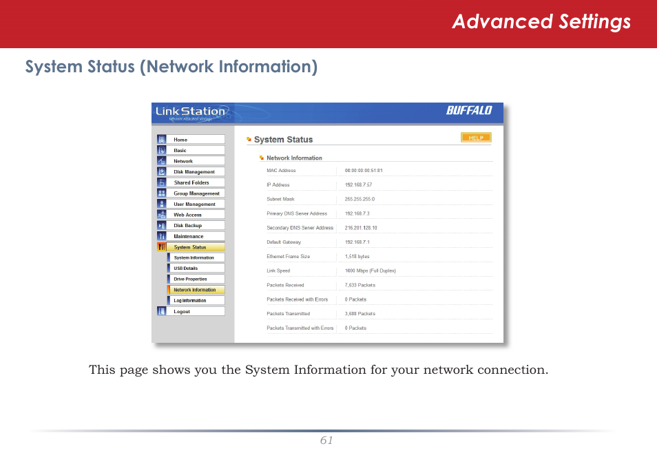 Advanced settings | Buffalo Technology LS-WSGL User Manual | Page 61 / 70