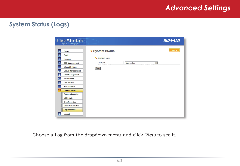 Advanced settings | Buffalo Technology LS-WSGL User Manual | Page 62 / 70