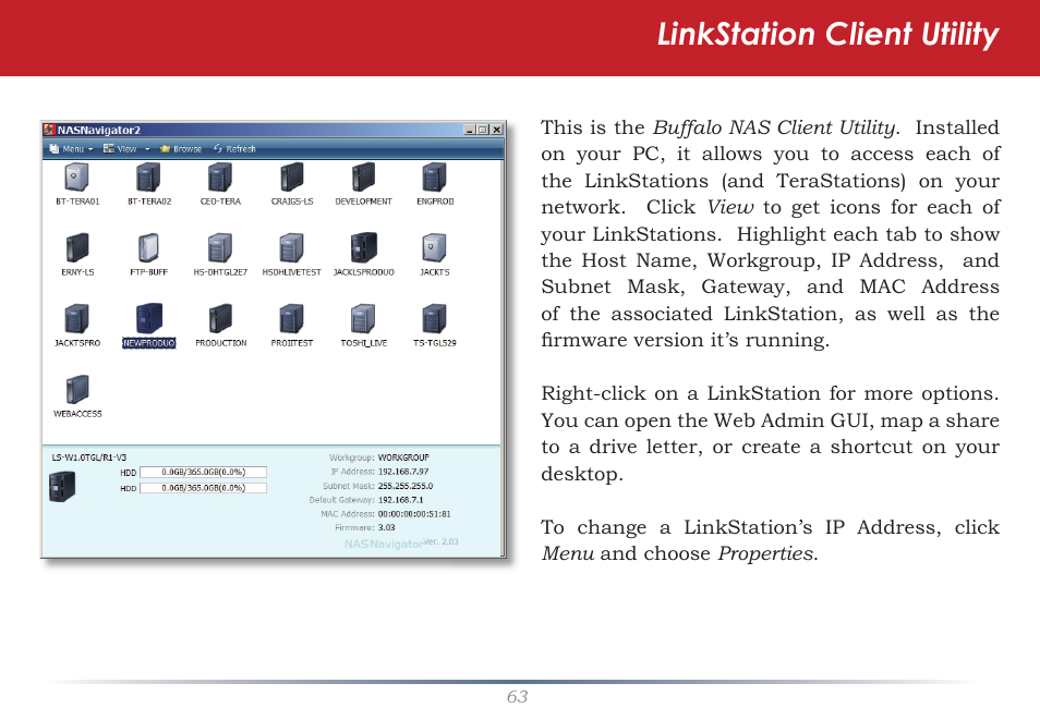 Linkstation client utility | Buffalo Technology LS-WSGL User Manual | Page 63 / 70