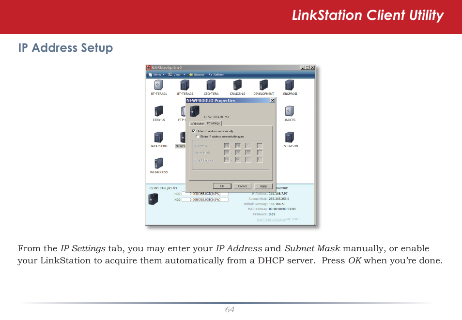 Linkstation client utility | Buffalo Technology LS-WSGL User Manual | Page 64 / 70