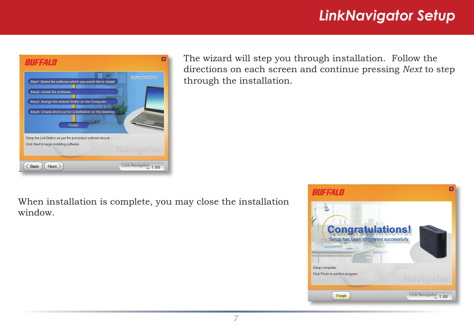 Linknavigator setup | Buffalo Technology LS-WSGL User Manual | Page 7 / 70