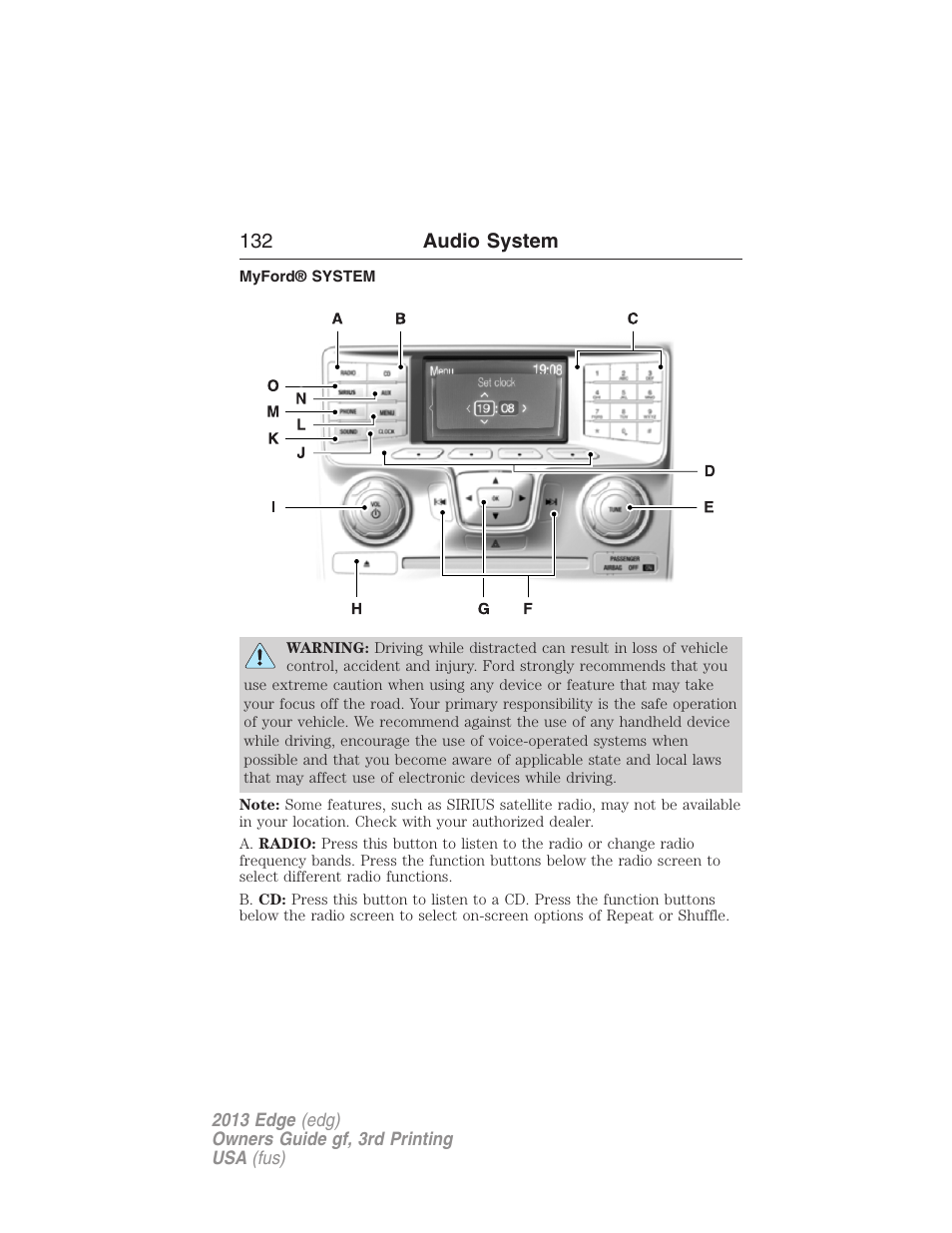 Myford® system, Myford™ system, 132 audio system | FORD 2013 Edge v.3 User Manual | Page 133 / 521