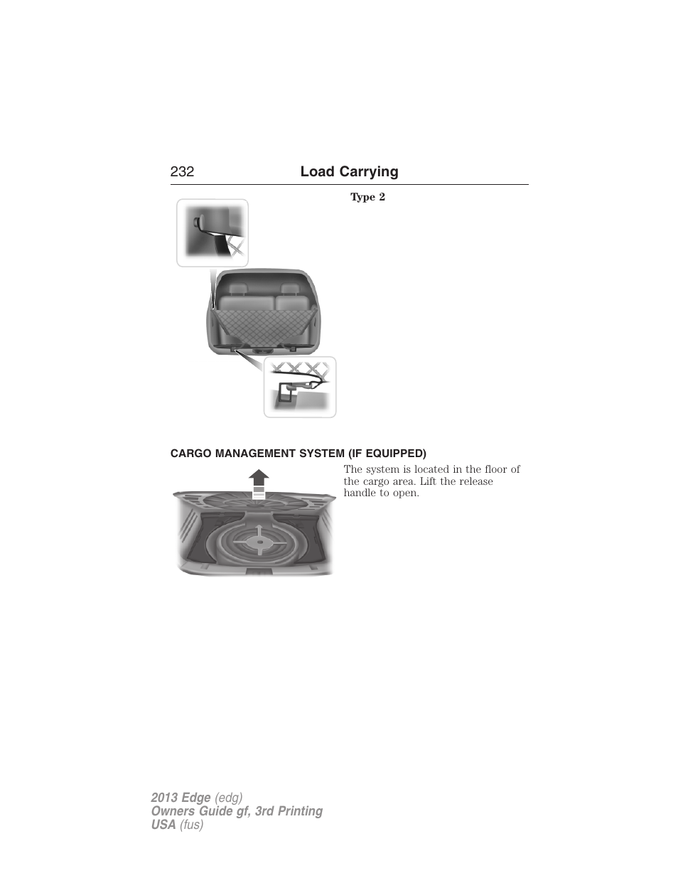 Cargo management system (if equipped) | FORD 2013 Edge v.3 User Manual | Page 233 / 521