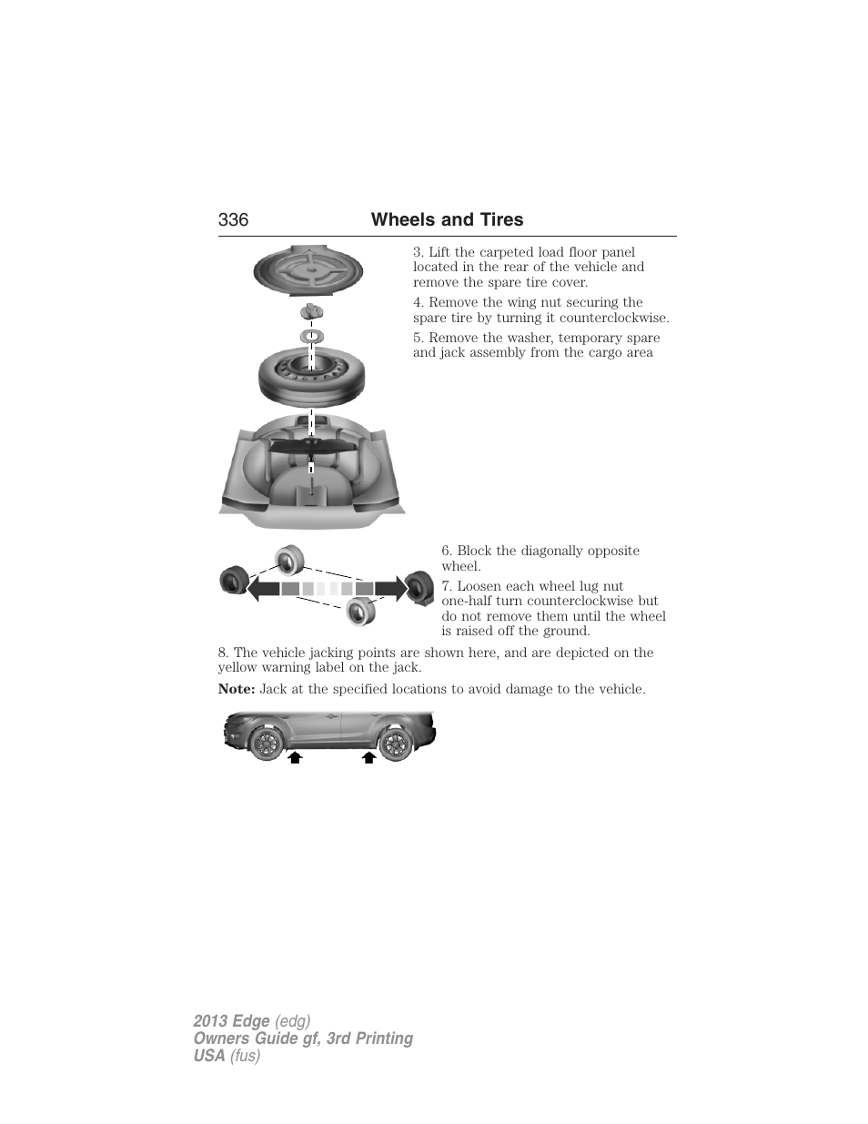 336 wheels and tires | FORD 2013 Edge v.3 User Manual | Page 337 / 521