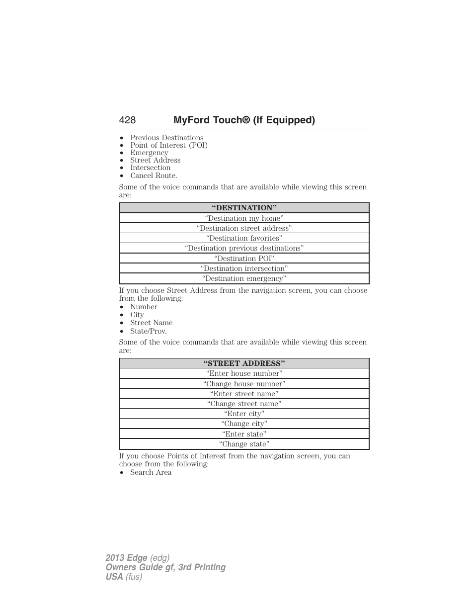 428 myford touch® (if equipped) | FORD 2013 Edge v.3 User Manual | Page 429 / 521