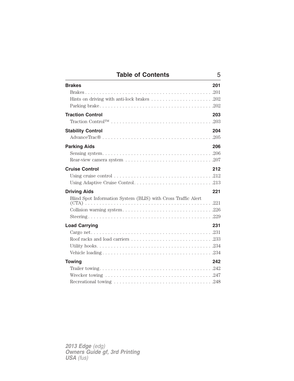 Table of contents 5 | FORD 2013 Edge v.3 User Manual | Page 6 / 521