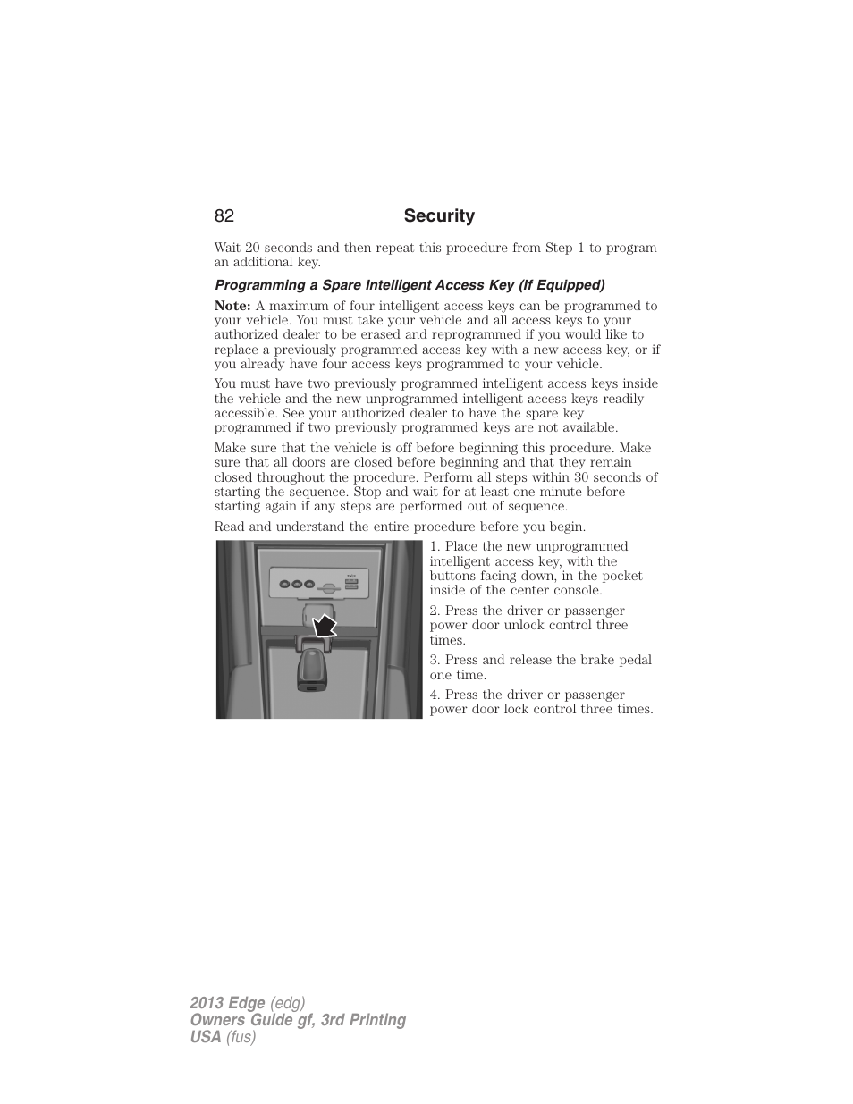 82 security | FORD 2013 Edge v.3 User Manual | Page 83 / 521