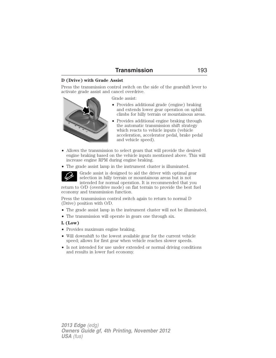 Transmission 193 | FORD 2013 Edge v.4 User Manual | Page 194 / 533