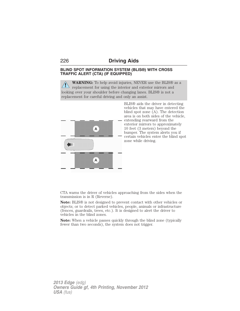 Driving aids, 226 driving aids | FORD 2013 Edge v.4 User Manual | Page 227 / 533