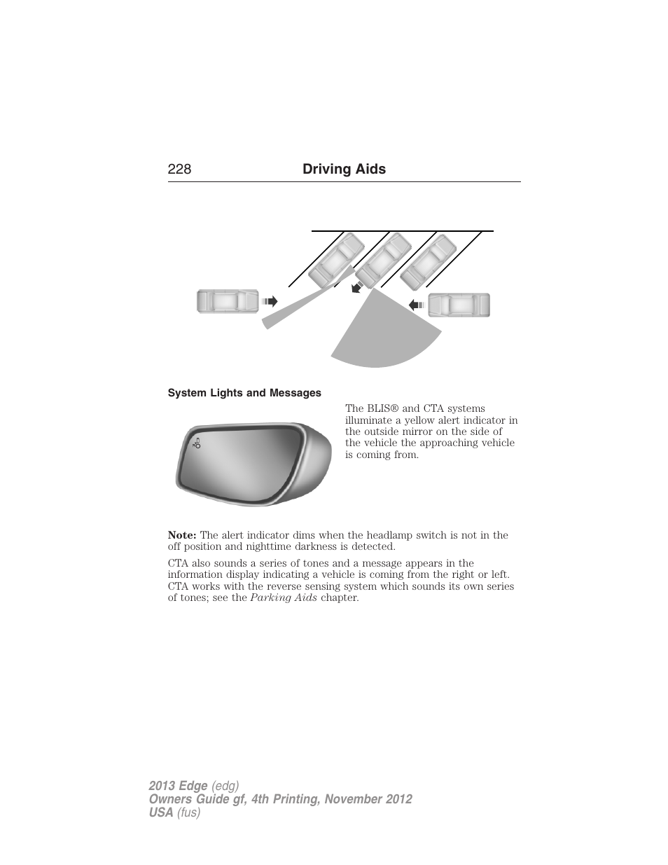 System lights and messages | FORD 2013 Edge v.4 User Manual | Page 229 / 533