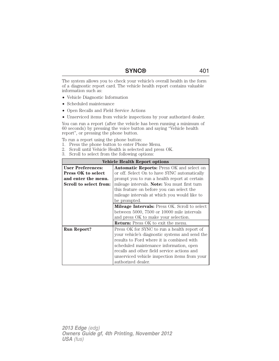 Sync® 401 | FORD 2013 Edge v.4 User Manual | Page 402 / 533