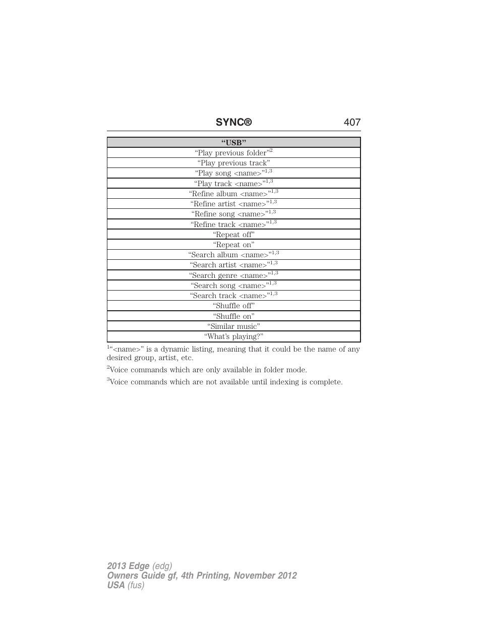 Sync® 407 | FORD 2013 Edge v.4 User Manual | Page 408 / 533