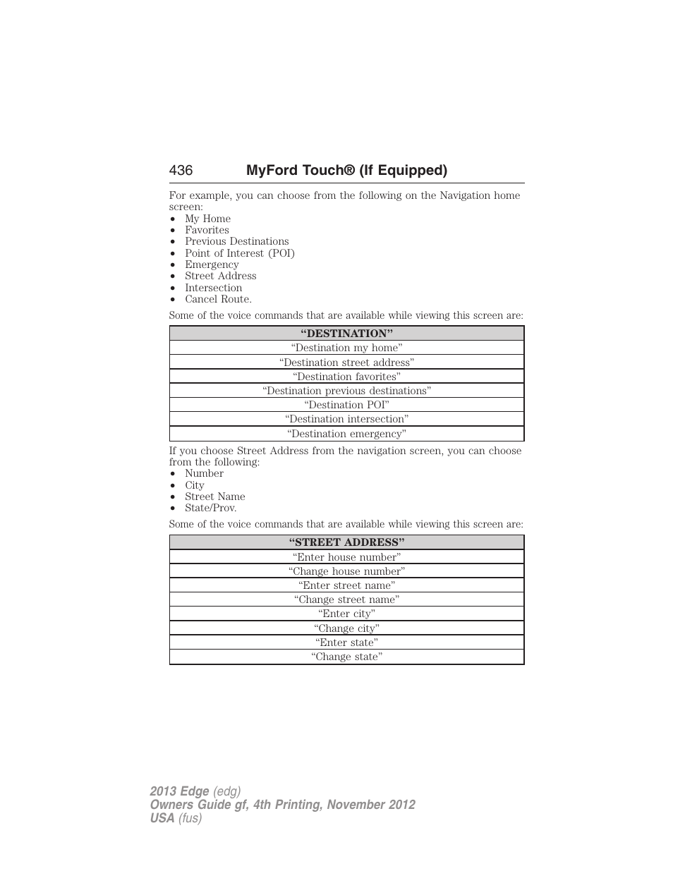 436 myford touch® (if equipped) | FORD 2013 Edge v.4 User Manual | Page 437 / 533