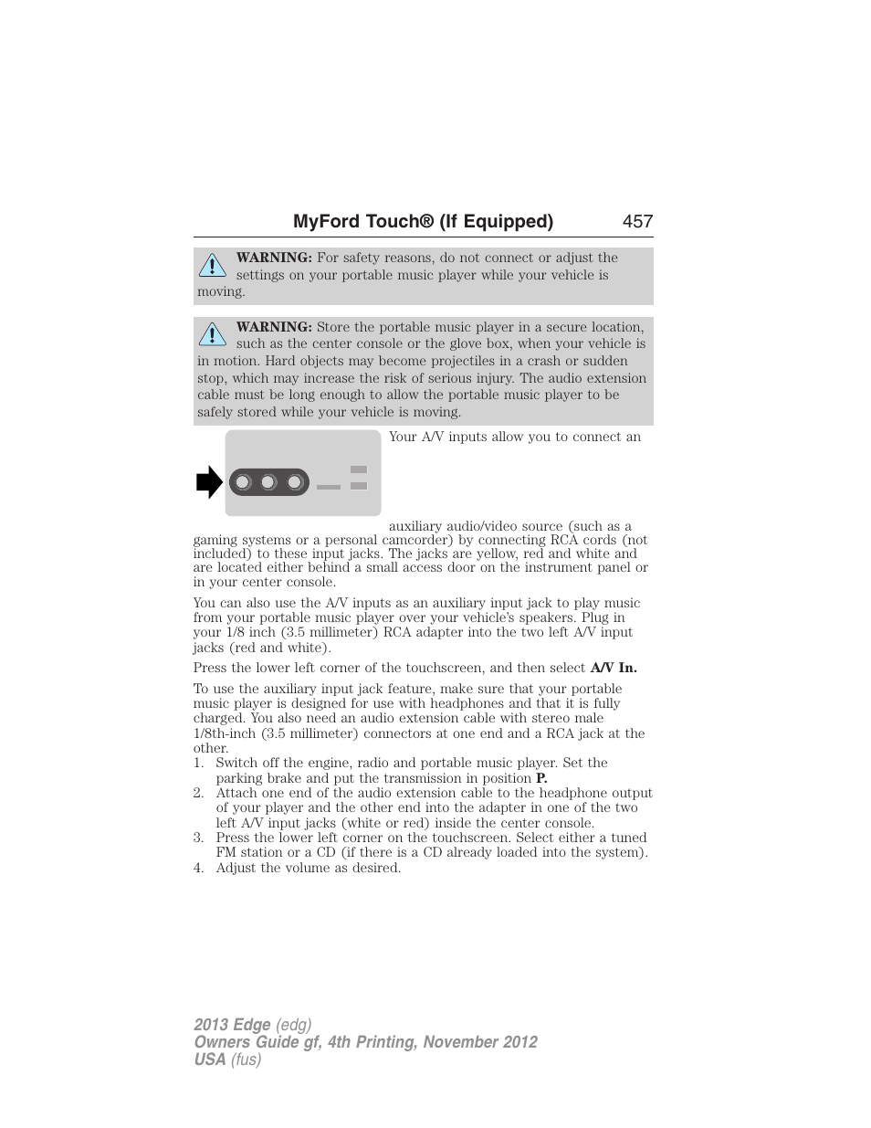 Myford touch® (if equipped) 457 | FORD 2013 Edge v.4 User Manual | Page 458 / 533