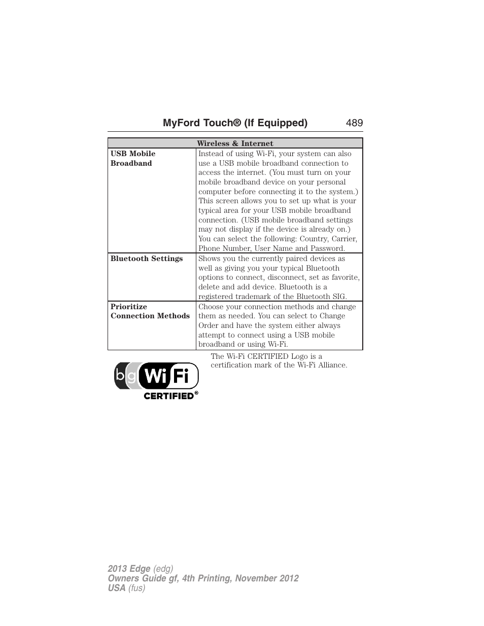 Myford touch® (if equipped) 489 | FORD 2013 Edge v.4 User Manual | Page 490 / 533