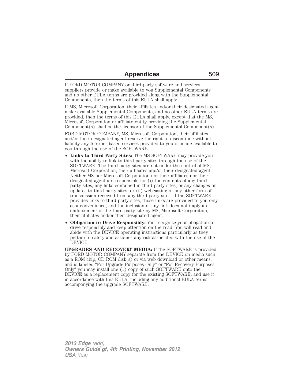 Appendices 509 | FORD 2013 Edge v.4 User Manual | Page 510 / 533