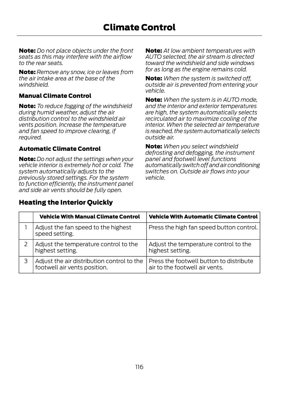 Climate control | FORD 2013 Escape v.1 User Manual | Page 116 / 423