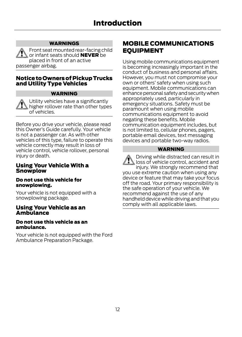 Mobile communications, Equipment, Introduction | Mobile communications equipment | FORD 2013 Escape v.1 User Manual | Page 12 / 423