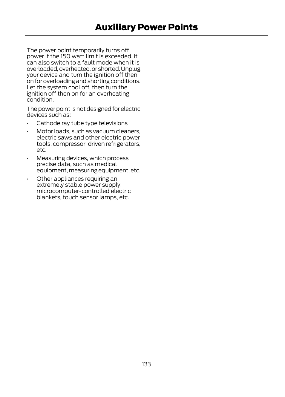 Auxiliary power points | FORD 2013 Escape v.1 User Manual | Page 133 / 423