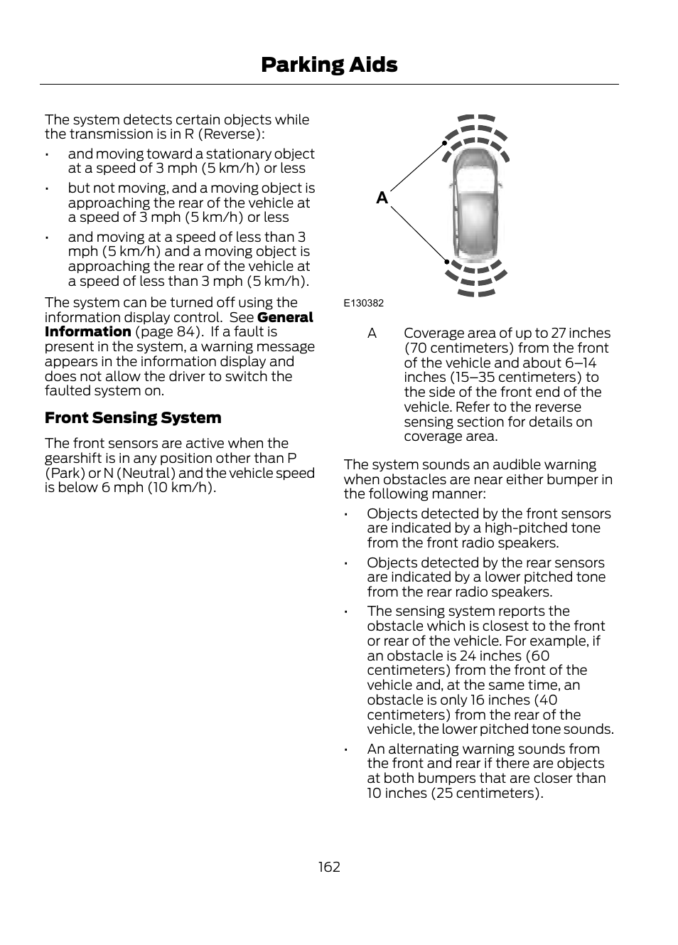 Parking aids | FORD 2013 Escape v.1 User Manual | Page 162 / 423