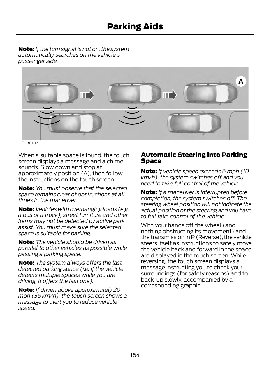 Parking aids | FORD 2013 Escape v.1 User Manual | Page 164 / 423