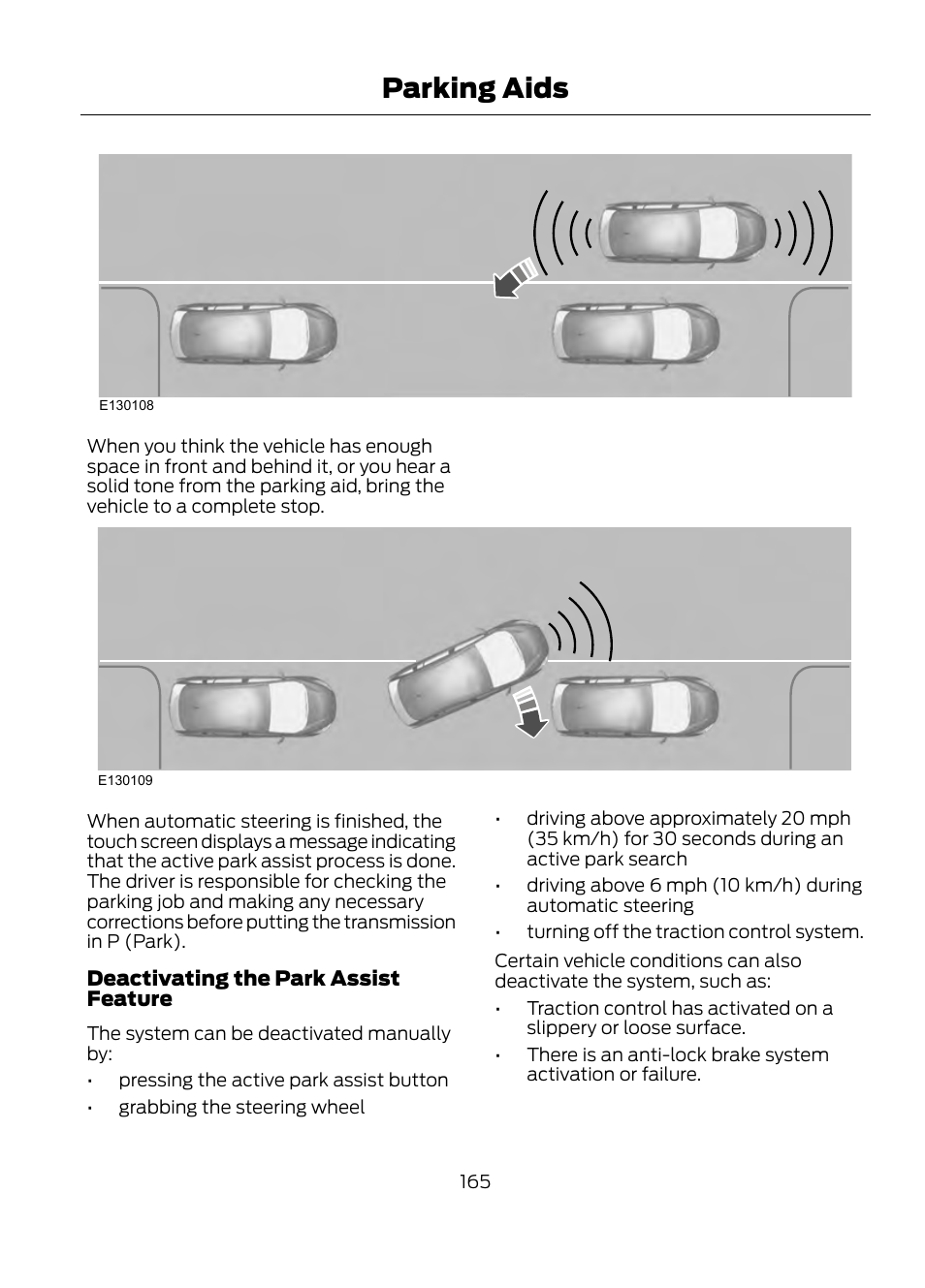Parking aids | FORD 2013 Escape v.1 User Manual | Page 165 / 423