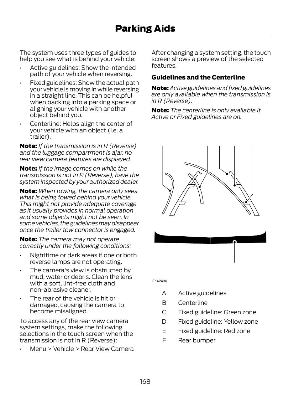 Parking aids | FORD 2013 Escape v.1 User Manual | Page 168 / 423