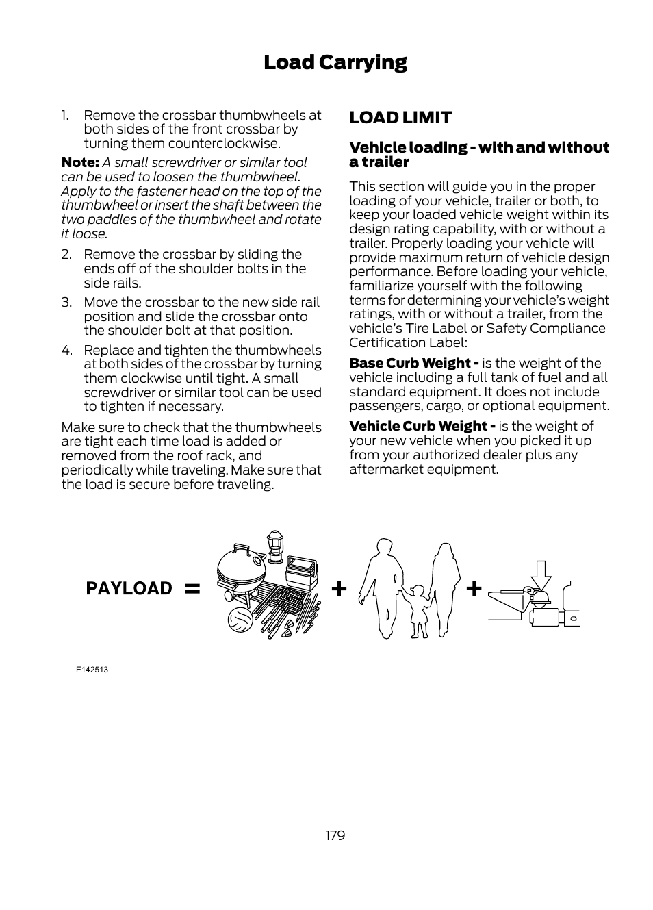 Load limit, Load carrying | FORD 2013 Escape v.1 User Manual | Page 179 / 423