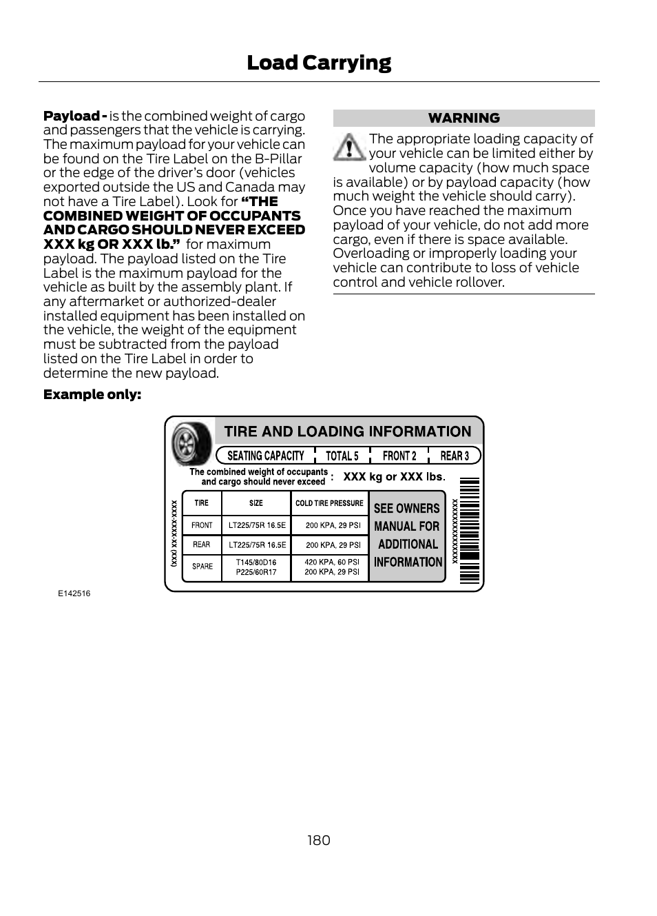 Load carrying | FORD 2013 Escape v.1 User Manual | Page 180 / 423