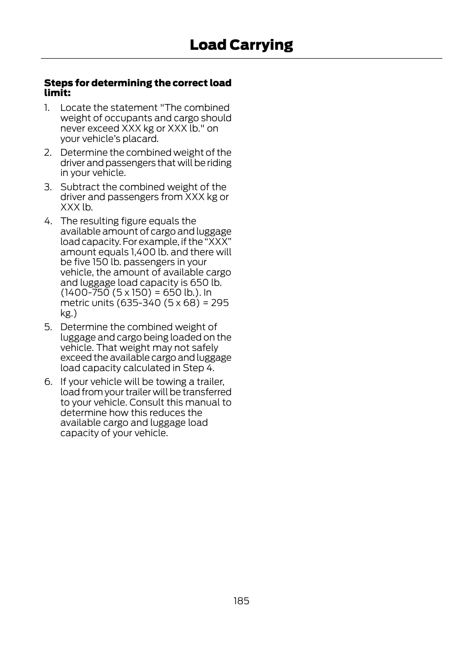 Load carrying | FORD 2013 Escape v.1 User Manual | Page 185 / 423