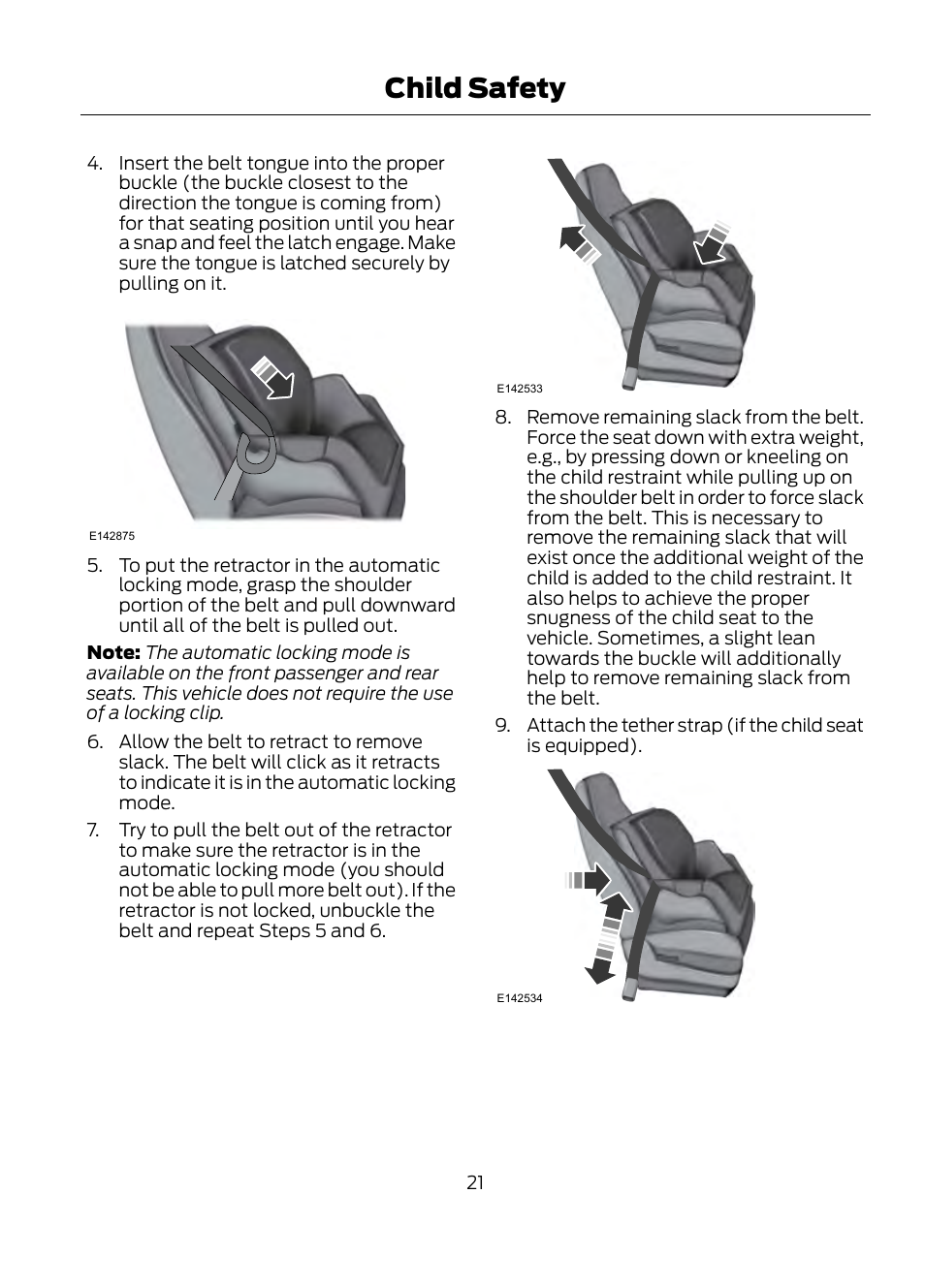 Child safety | FORD 2013 Escape v.1 User Manual | Page 21 / 423