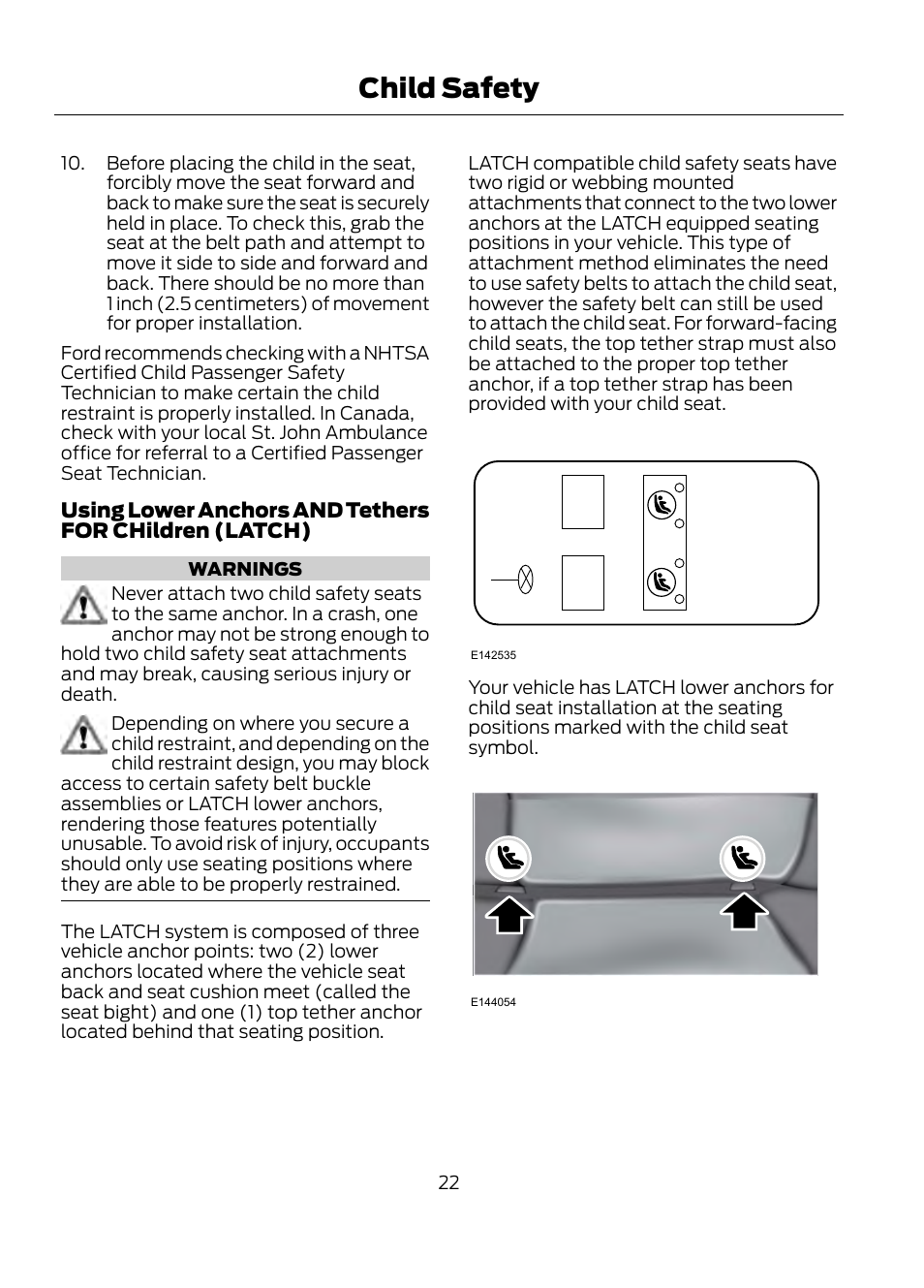 Child safety | FORD 2013 Escape v.1 User Manual | Page 22 / 423
