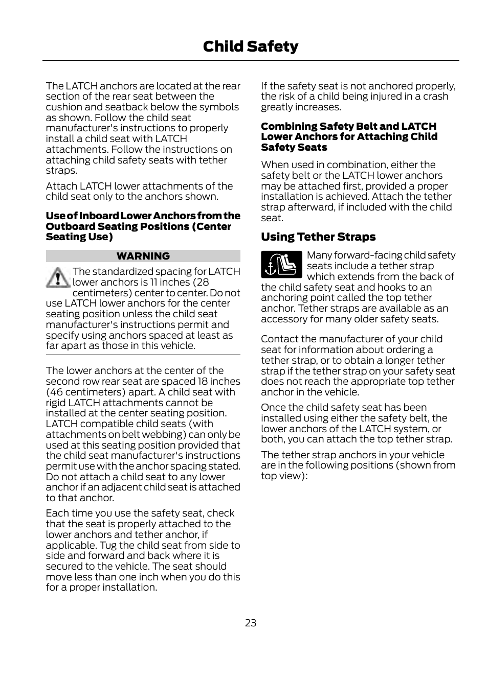 Child safety | FORD 2013 Escape v.1 User Manual | Page 23 / 423