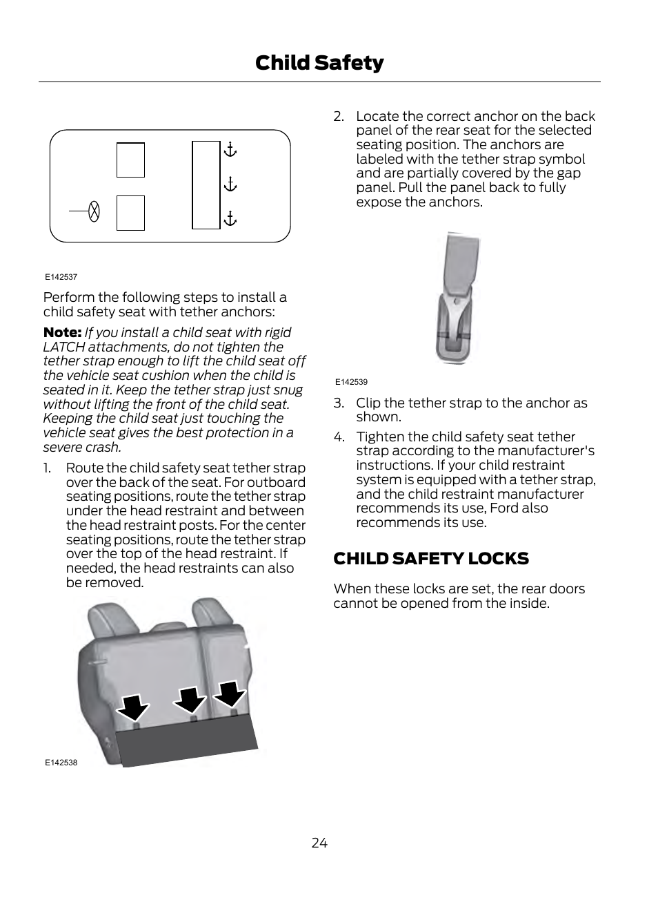 Child safety locks, Child safety | FORD 2013 Escape v.1 User Manual | Page 24 / 423