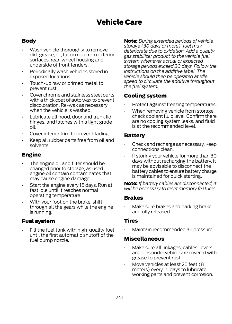 Vehicle care | FORD 2013 Escape v.1 User Manual | Page 241 / 423